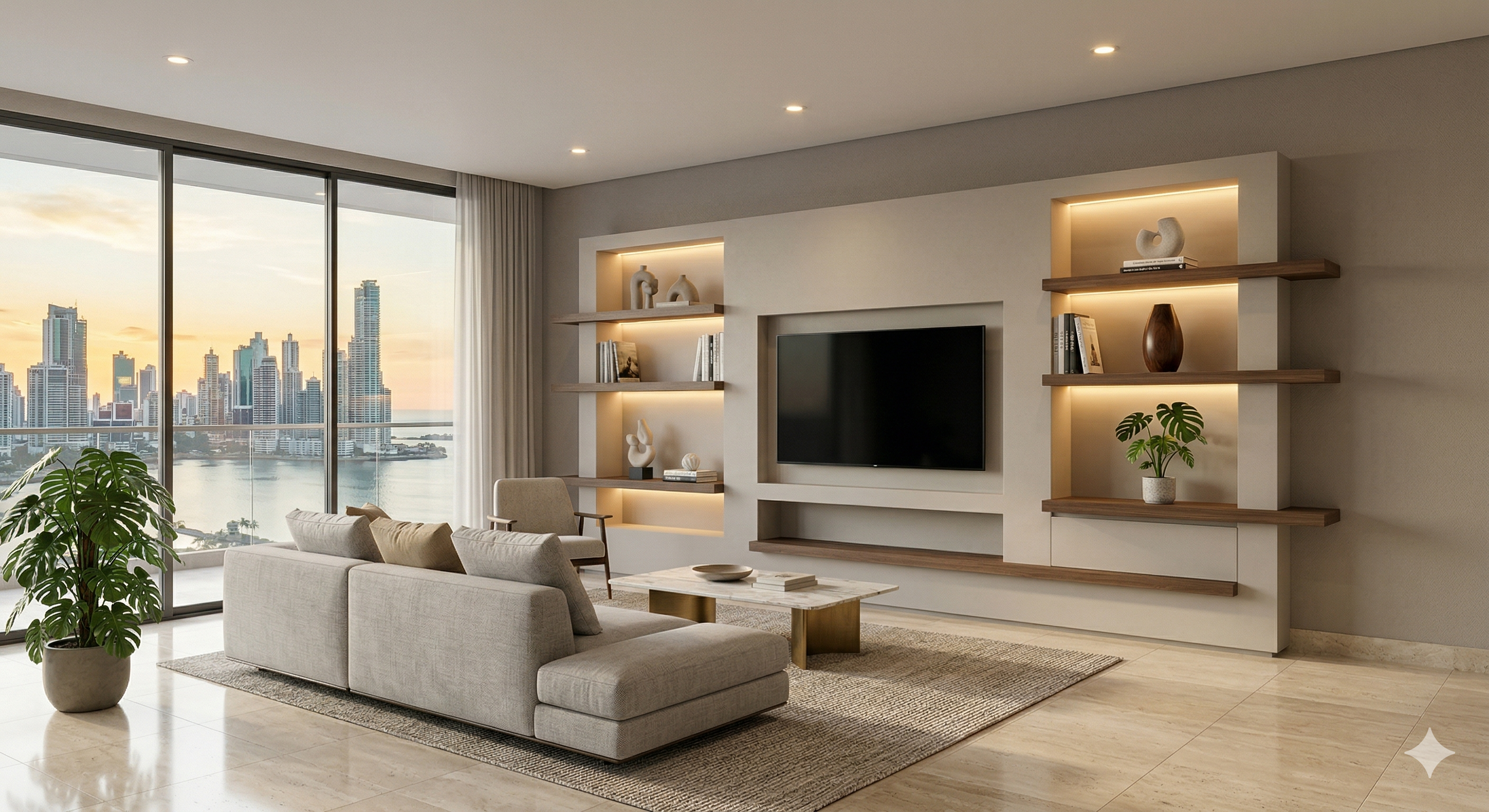 Nichos decorativos en pared de gypsum