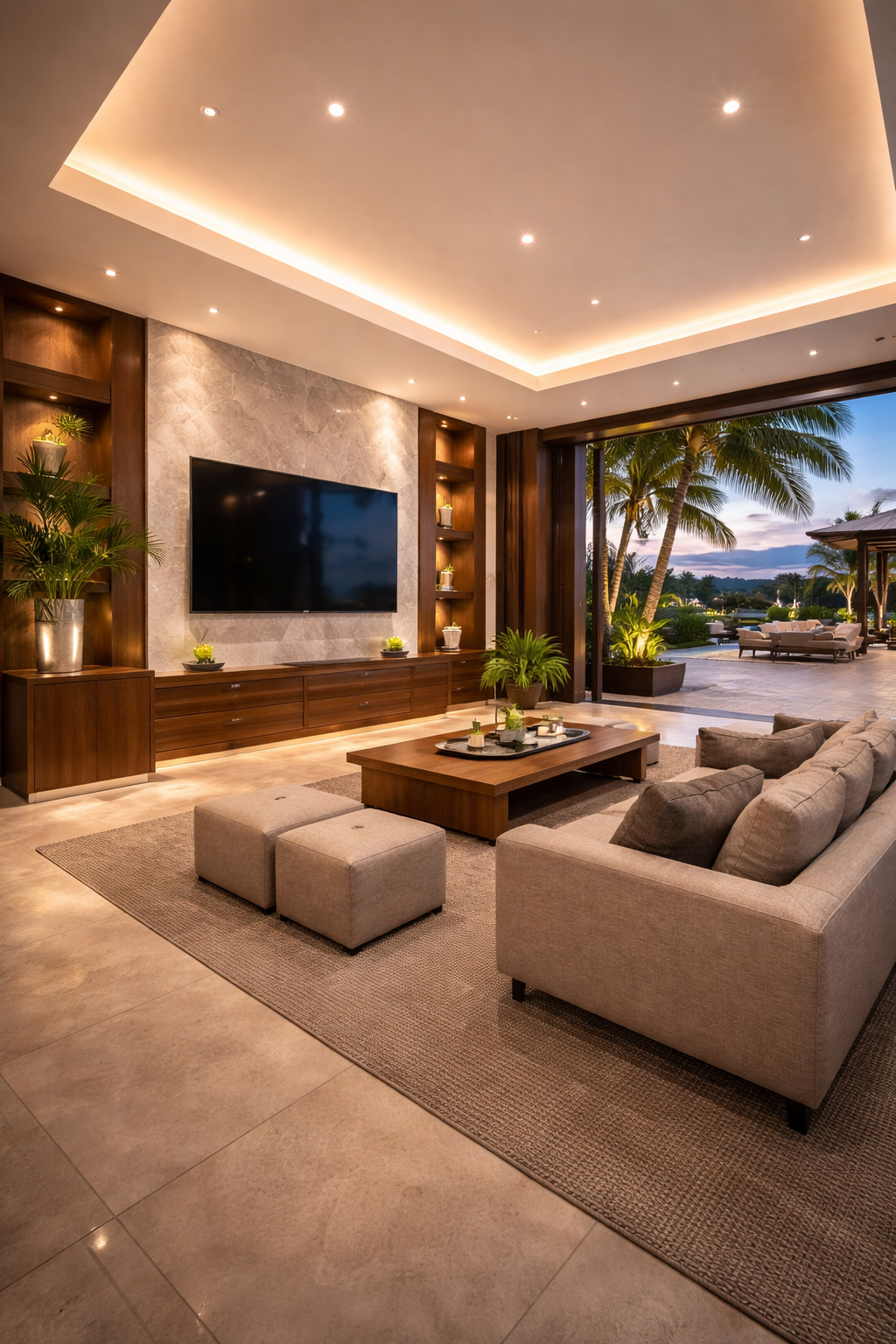 Pasillo iluminado con LED empotrados en techo