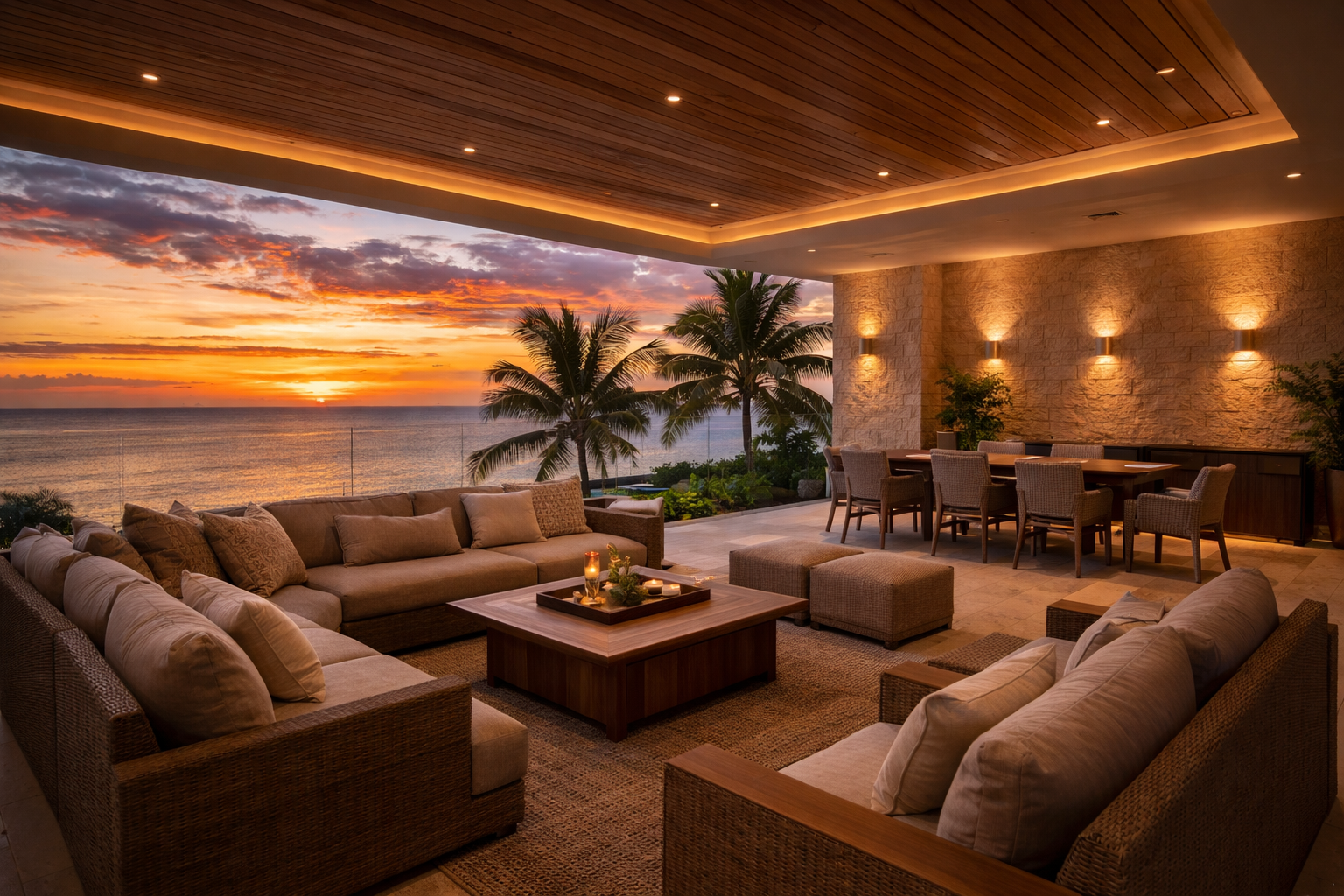 Proyecto de iluminación — terraza iluminacion atardecer