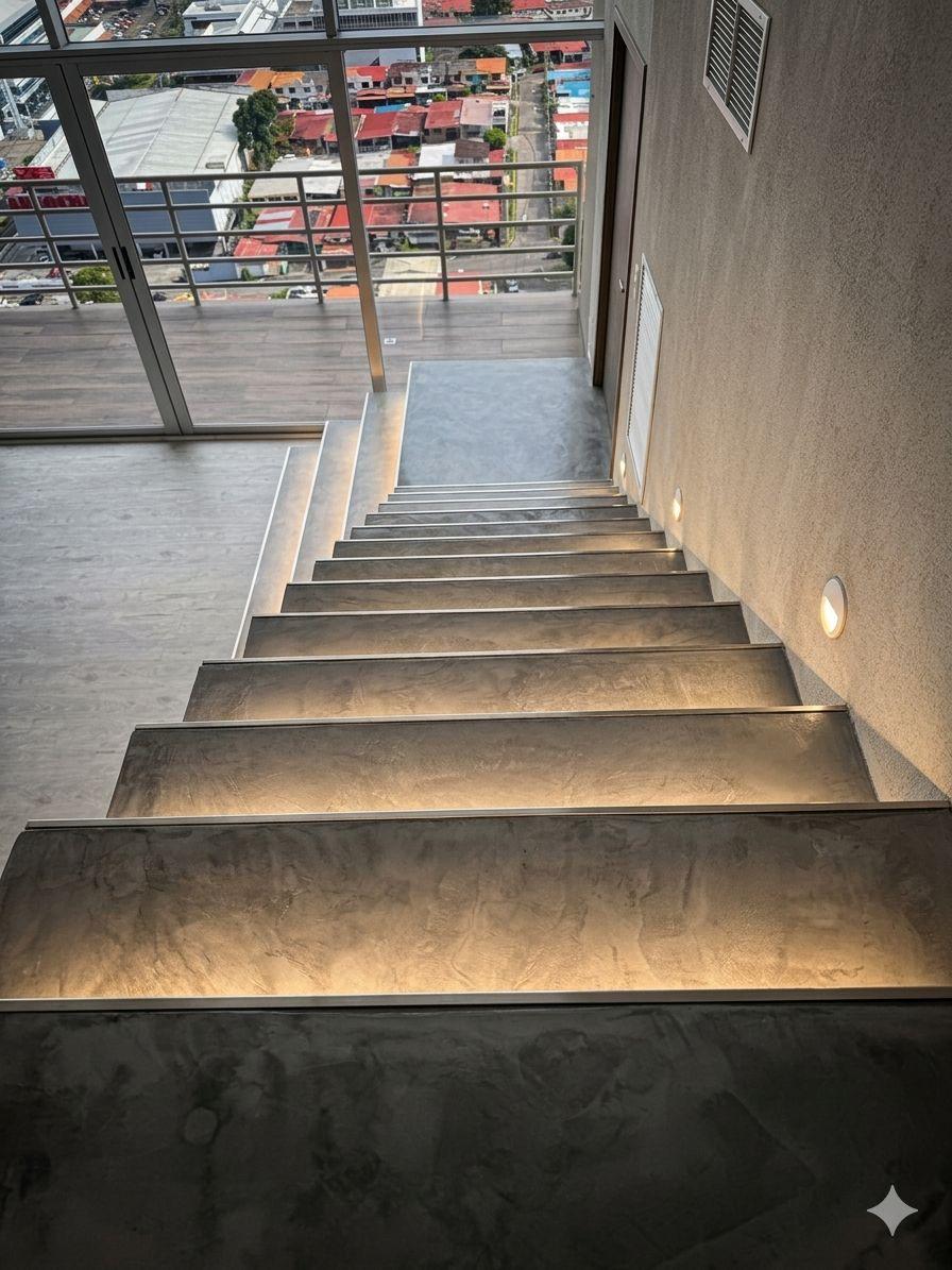 Microcemento aplicado con técnica profesional