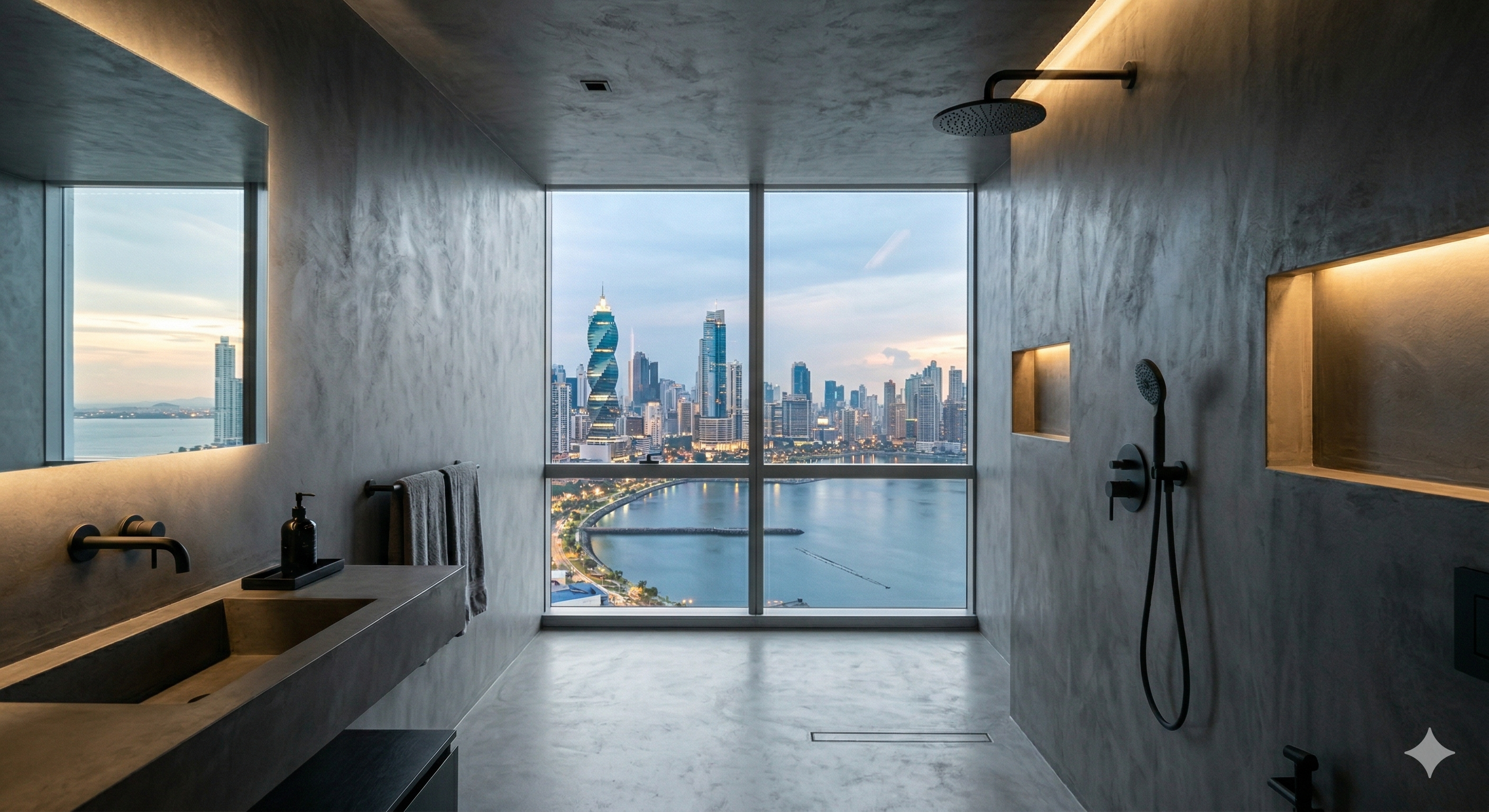 Superficie continua con microcemento pulido